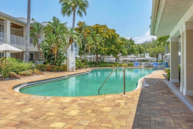 pool featuring a patio area