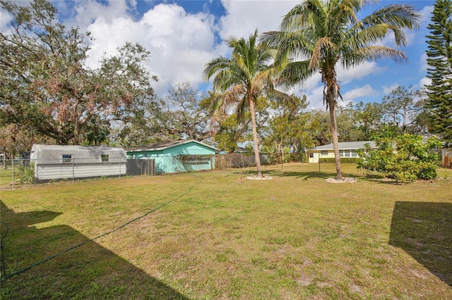 view of yard featuring a fenced backyard