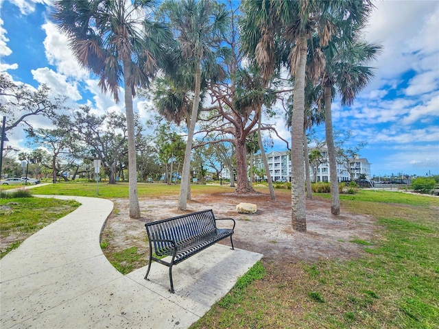 view of property's community featuring a yard