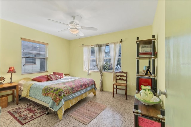 bedroom featuring ceiling fan