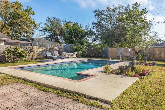 view of swimming pool with a patio area