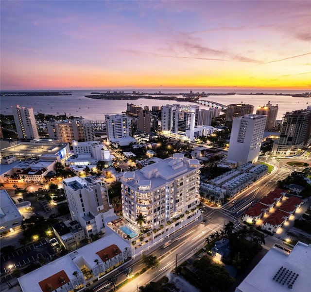 property's view of city featuring a water view