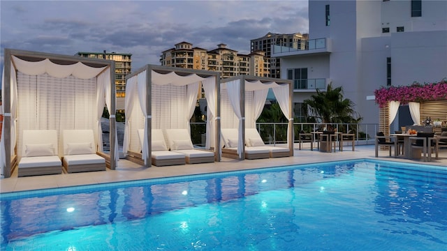 view of swimming pool featuring a patio