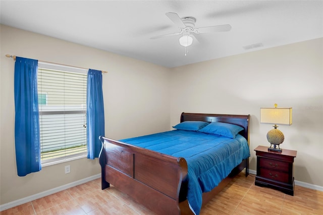 bedroom featuring ceiling fan