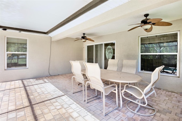 view of patio with ceiling fan