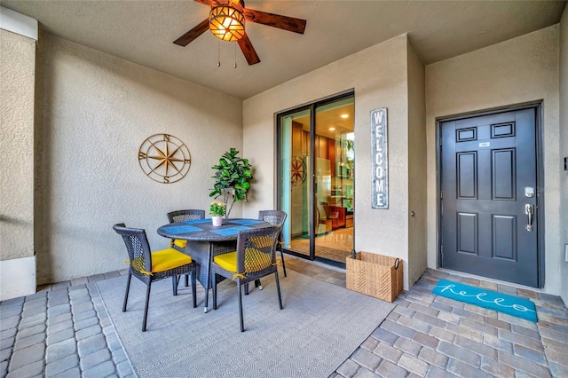 dining room with ceiling fan