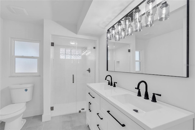 1950 Fairview Dr, Englewood, FL 34223 - bathroom featuring an enclosed shower, vanity, and toilet