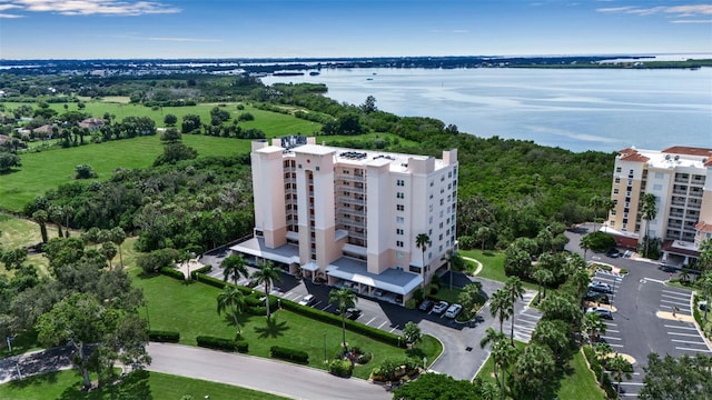 bird's eye view featuring a water view