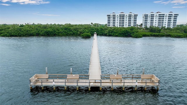 view of dock featuring a water view