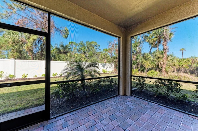 view of unfurnished sunroom