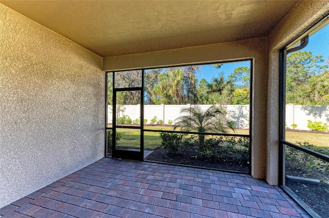 view of unfurnished sunroom