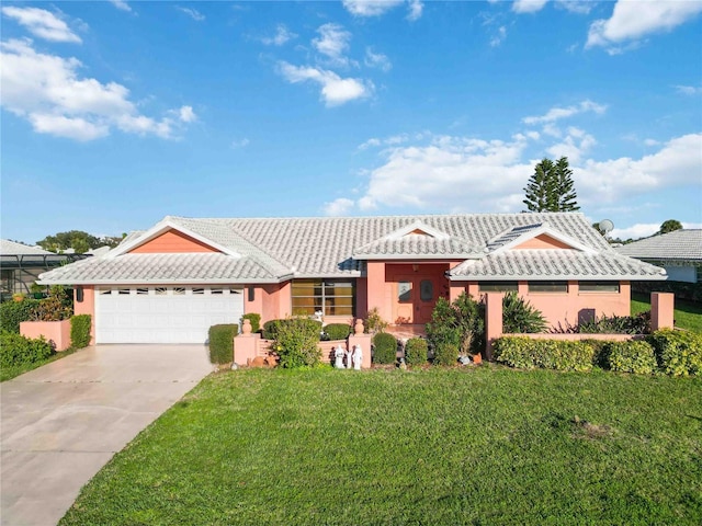 534 Warwick Ln, Venice, FL 34293 - single story home featuring a front lawn, an attached garage, a tile roof, and stucco siding