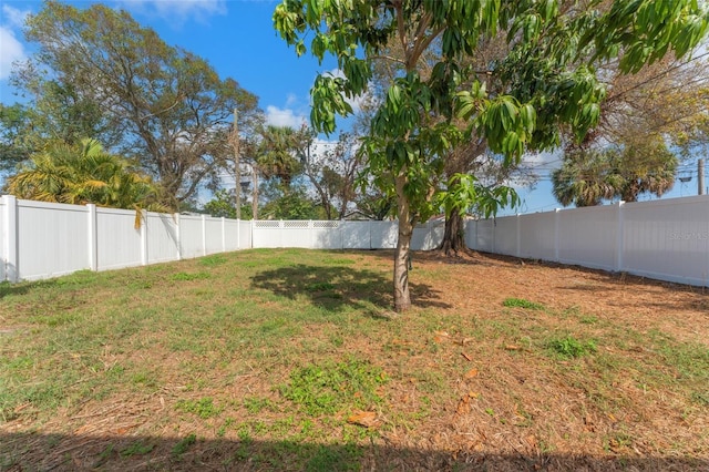 view of yard featuring a fenced backyard