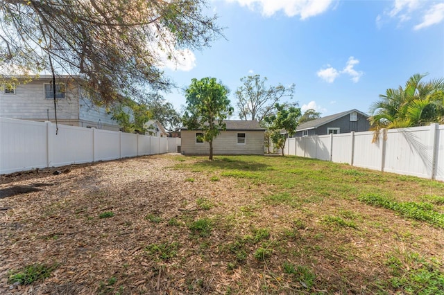 view of yard featuring a fenced backyard