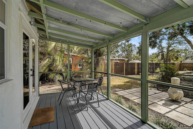 view of unfurnished sunroom