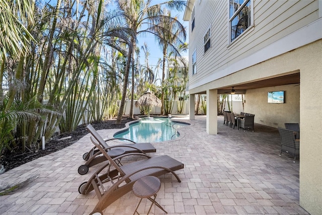 view of swimming pool featuring a patio