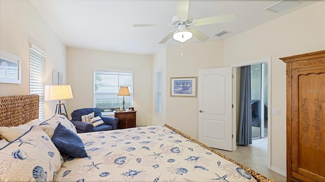 3839 Autumn Fern Ter, Sarasota, FL 34243 - bedroom with light tile patterned flooring and a ceiling fan