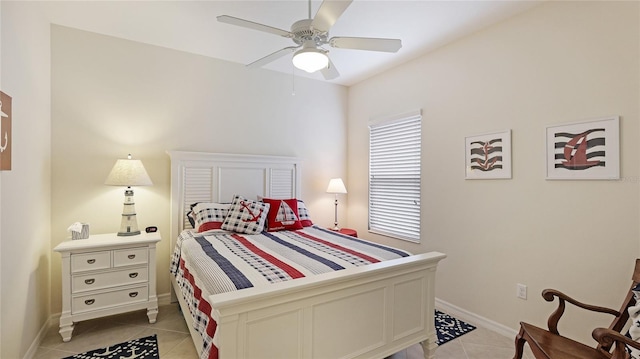 3839 Autumn Fern Ter, Sarasota, FL 34243 - bedroom featuring light tile patterned floors, baseboards, and a ceiling fan
