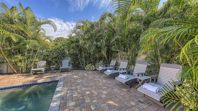 view of patio / terrace featuring an outdoor pool