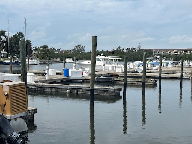 dock area featuring a water view