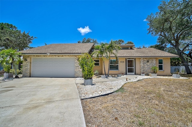 ranch-style home with a garage