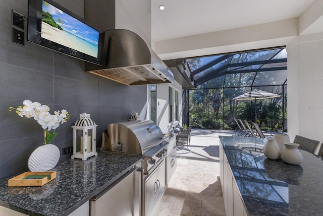 19424 Ganton Ave, Lakewood Ranch, FL 34202 - view of patio with a lanai, grilling area, and area for grilling