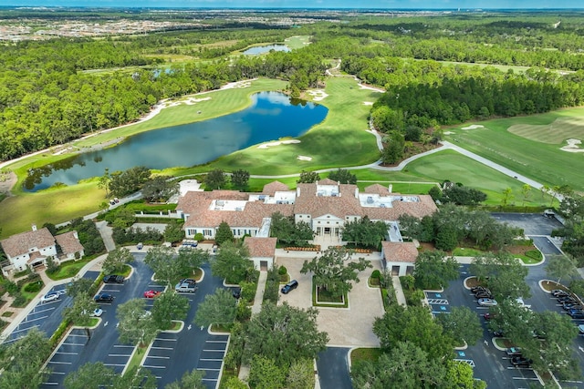 19424 Ganton Ave, Lakewood Ranch, FL 34202 - birds eye view of property featuring a water view, view of golf course, and a wooded view