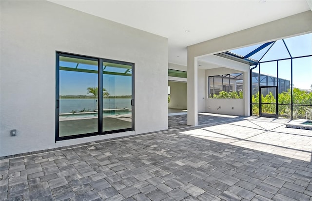 552 Bocelli Dr, North Venice, FL 34275 - view of patio with a lanai and a water view