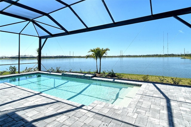 552 Bocelli Dr, North Venice, FL 34275 - pool featuring a lanai, a patio area, and a water view