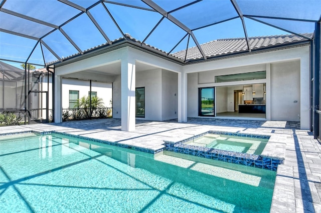 552 Bocelli Dr, North Venice, FL 34275 - view of pool with a pool with connected hot tub and a patio area