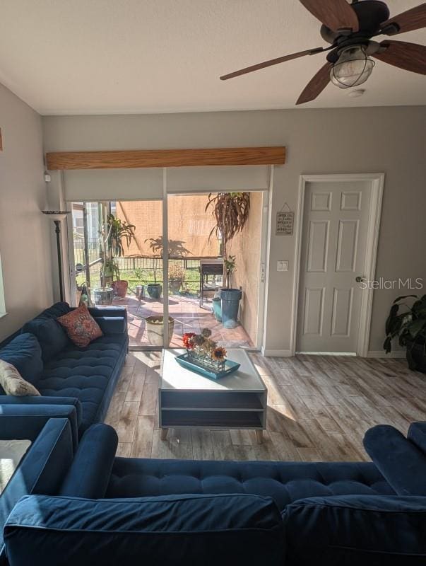 living room with hardwood / wood-style flooring