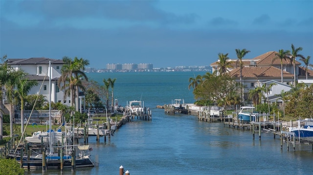 view of water feature featuring a boat dock