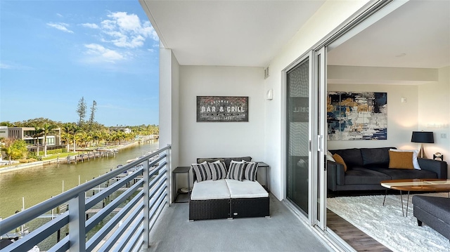 balcony with a water view