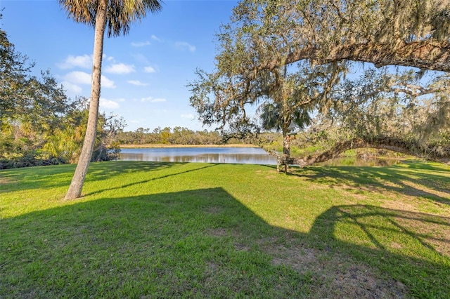 view of yard featuring a water view