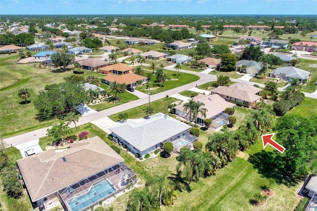 bird's eye view with a residential view