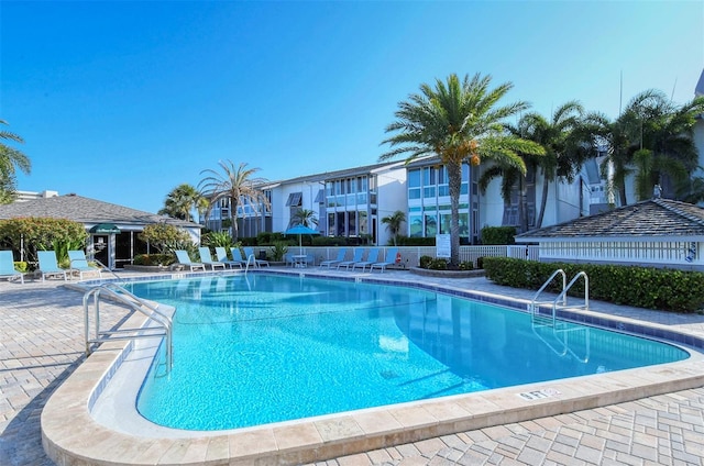 view of pool featuring a patio area