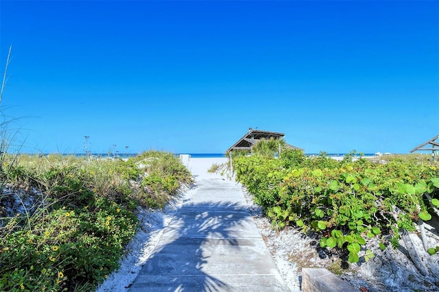 view of road featuring a water view