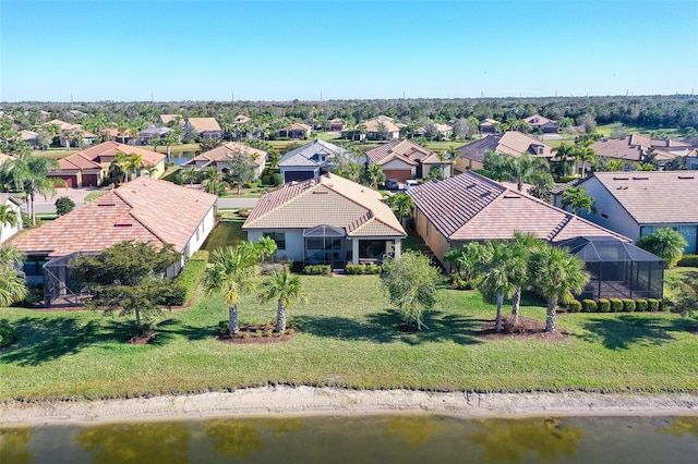 bird's eye view featuring a water view