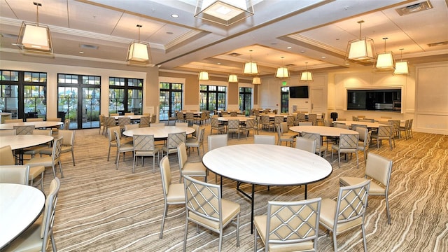 dining area with crown molding