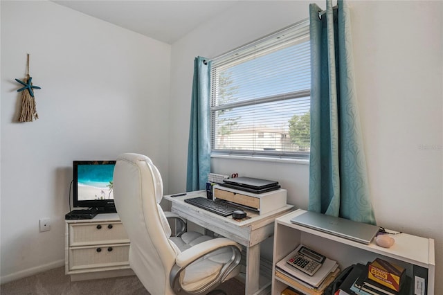 office area featuring carpet floors and baseboards