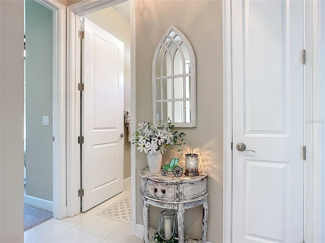 interior space featuring light tile patterned flooring