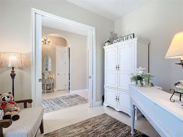 interior space featuring light tile patterned floors