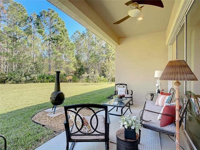 view of patio / terrace with ceiling fan