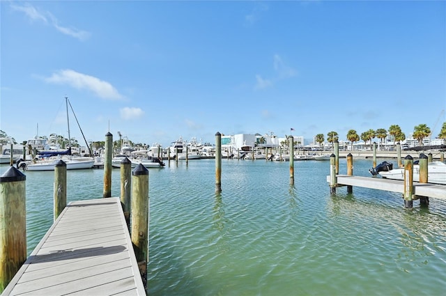 view of dock featuring a water view