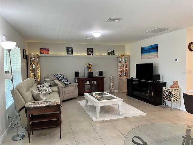 view of tiled living room