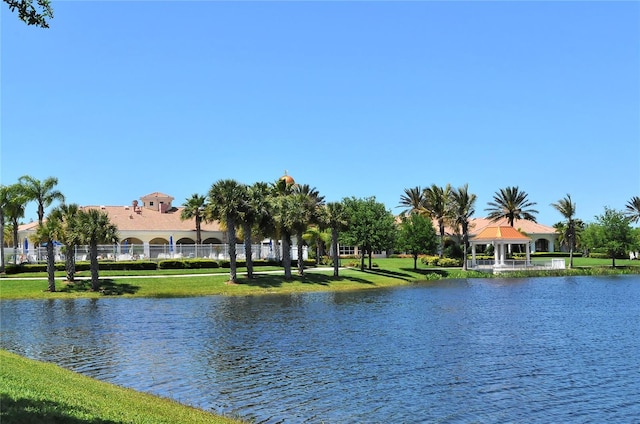 7649 Quinto Dr, Sarasota, FL 34238 - property view of water with a gazebo and fence