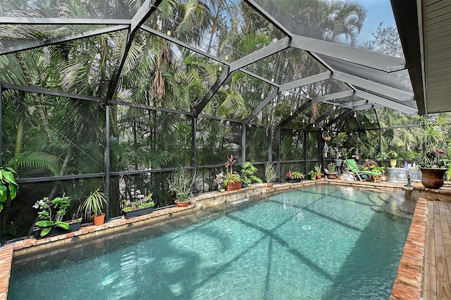 outdoor pool with glass enclosure