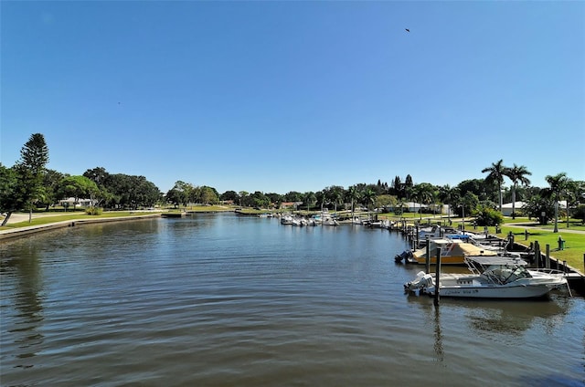 water view featuring a boat dock