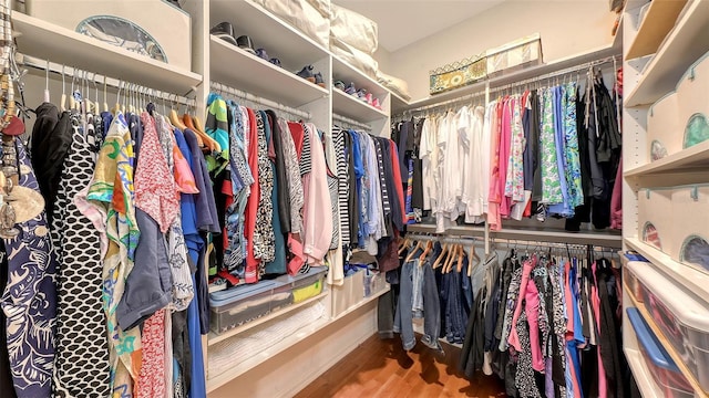 spacious closet with wood finished floors