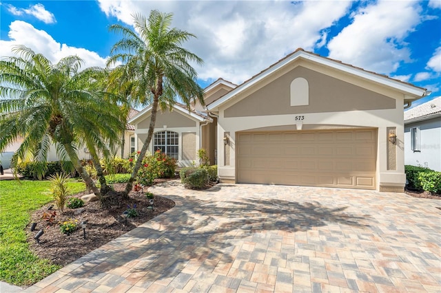 view of front of house with a garage